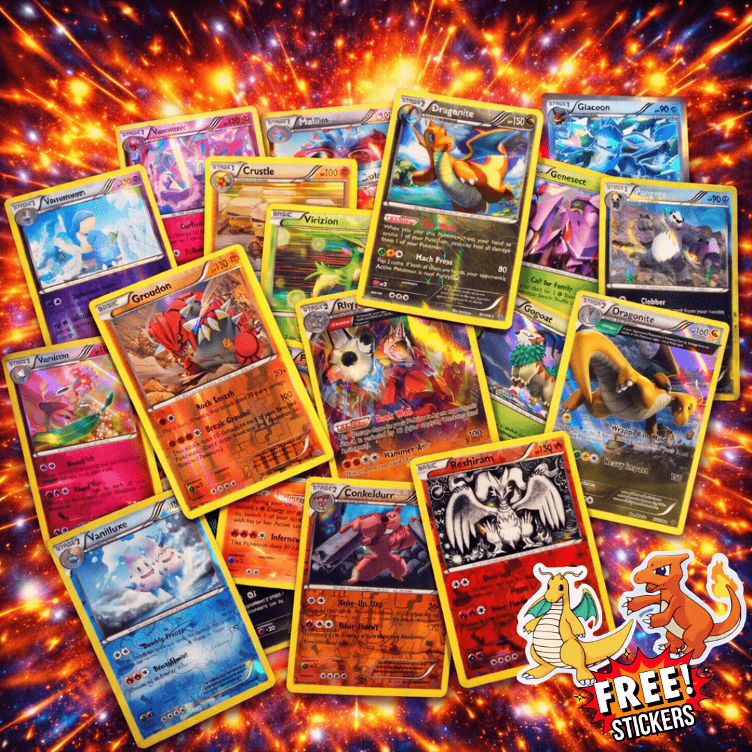 25 Pokémon Cards Holo Card Bundle | FREE STICKERS | Authentic
