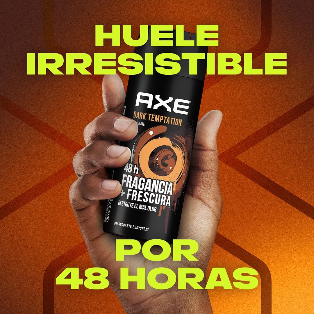 AXE Dark Temptation Men’s Body Spray 150ml / 5.07oz x [3 Pack], Rich Dark Chocolate Fragrance Mist for Men, Warm Sweet Masculine Scent, Long-Lasting Daily Body Spray, Smooth Irresistible Aroma, Everyday Fragrance for Work Gym Date Night Party Travel, Easy Spray Deodorant for Men, Popular Signature Scent Gift for Him
