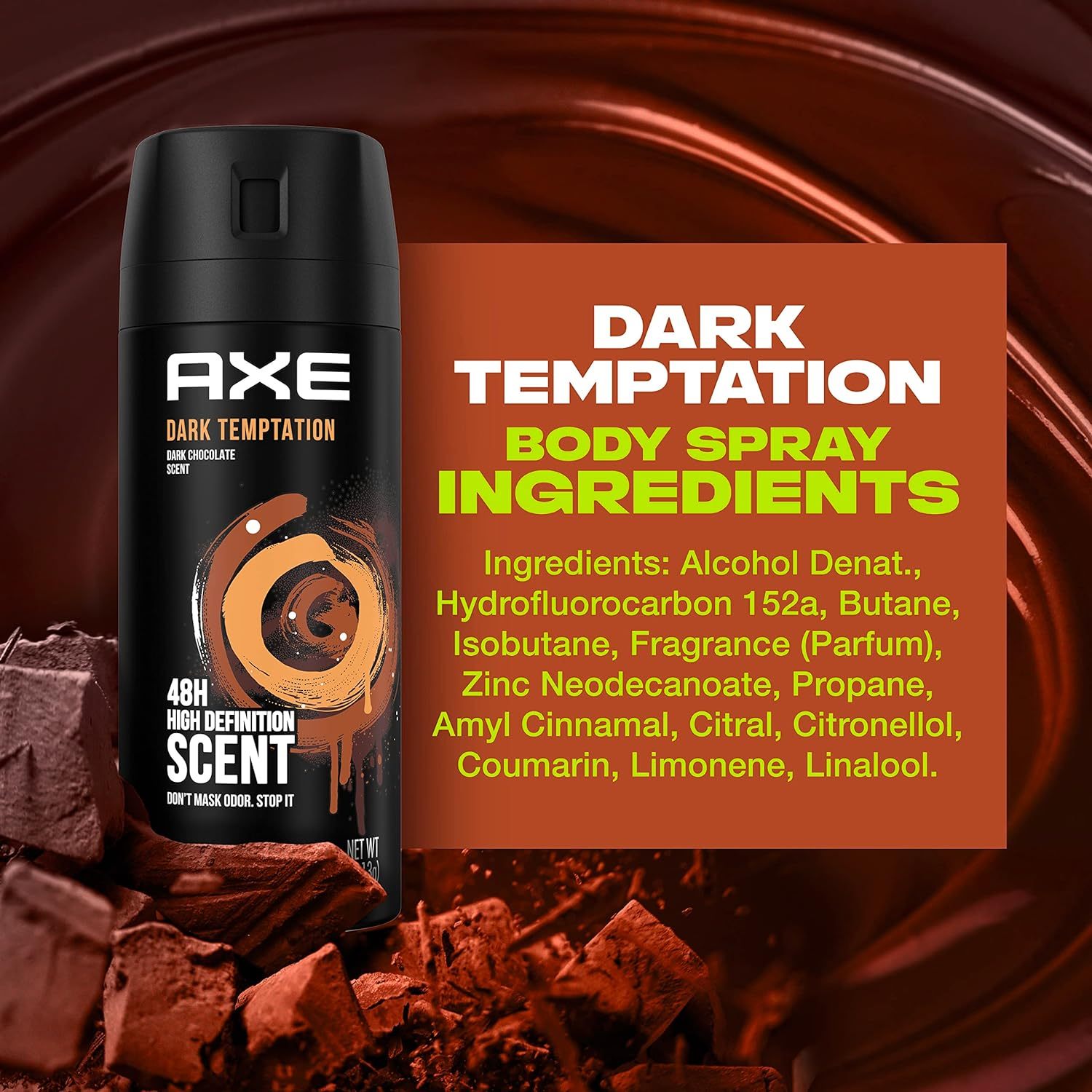 AXE Dark Temptation Men’s Body Spray 150ml / 5.07oz x [3 Pack], Rich Dark Chocolate Fragrance Mist for Men, Warm Sweet Masculine Scent, Long-Lasting Daily Body Spray, Smooth Irresistible Aroma, Everyday Fragrance for Work Gym Date Night Party Travel, Easy Spray Deodorant for Men, Popular Signature Scent Gift for Him