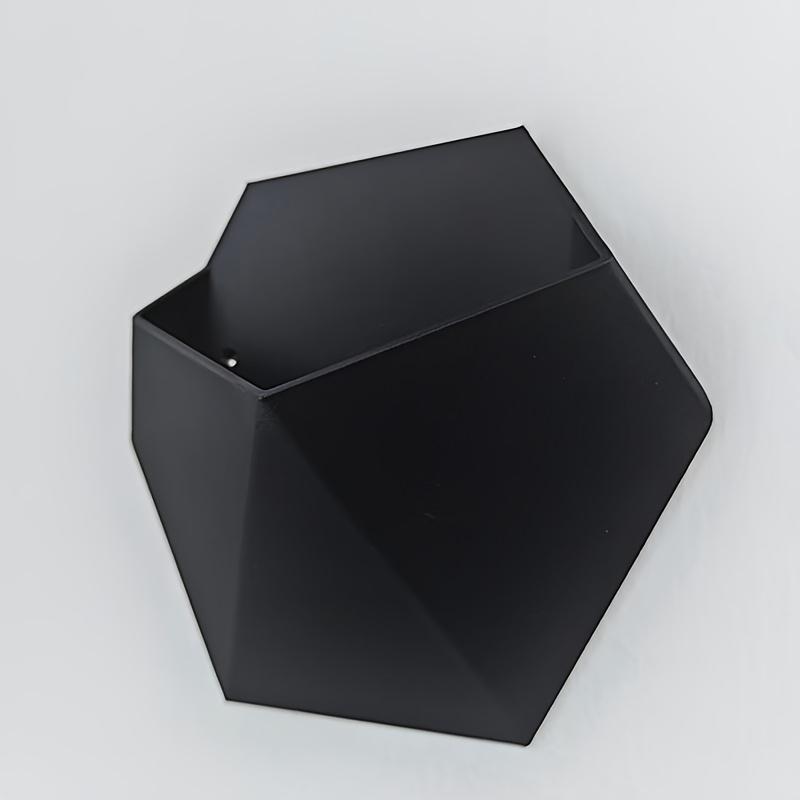 TEMU A Black Hexagonal Wall-mounted Flower Pot With A Easy And , Featuring Holes For , Suitable For Wall Decoration And Plant Placement. Gardening