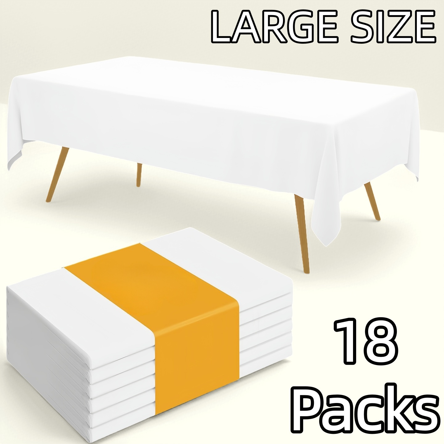 TEMU White 18 Pack Plastic Table Cloth 54" X 108", Disposable Tablecloths Rectangle Table Cover, Plastic Table Cloths For Parties