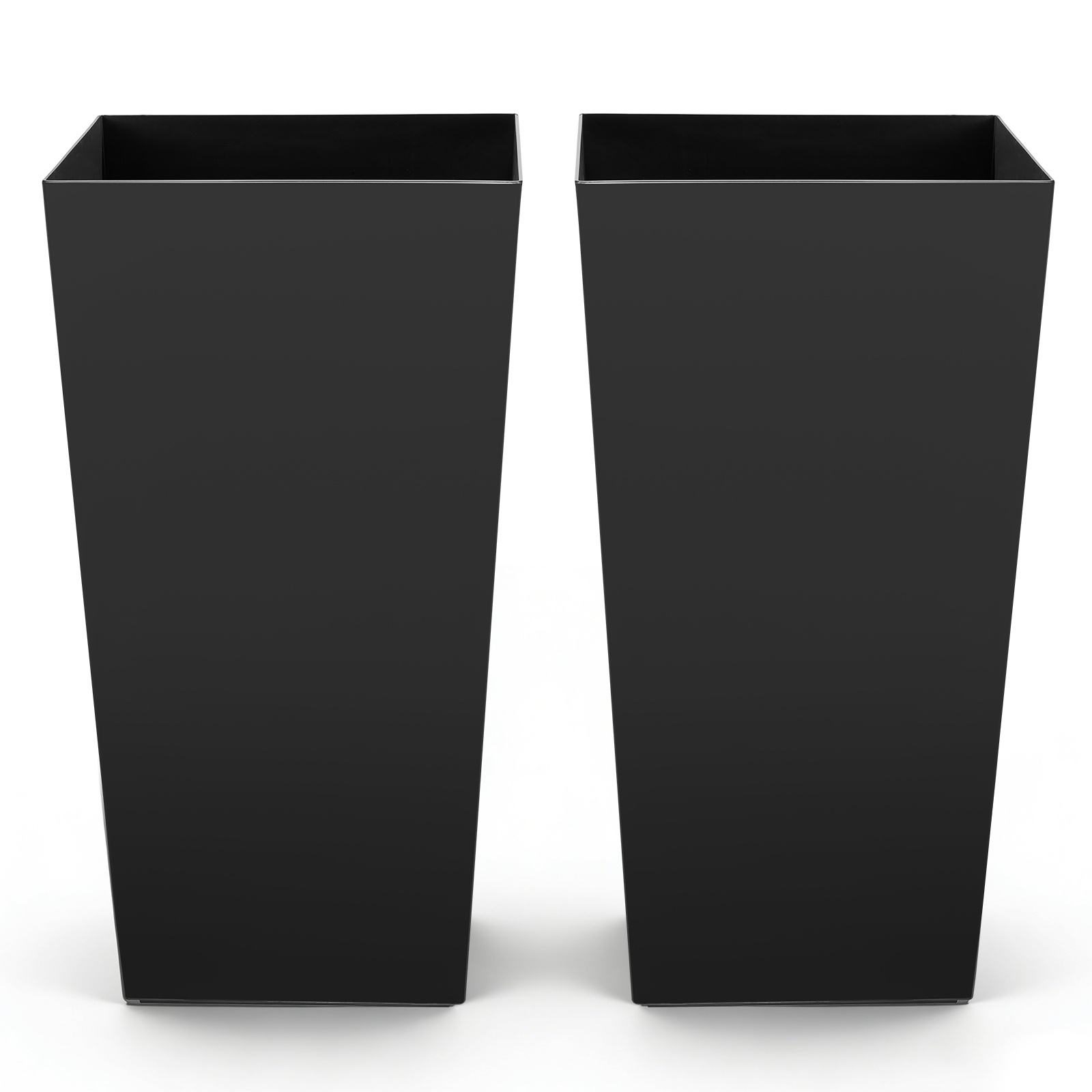   tall planters set of   inch large outdoor taper planters for outdoor indoor plants front porch plastic   pots with casters inner pot drainage holes for patio garden black