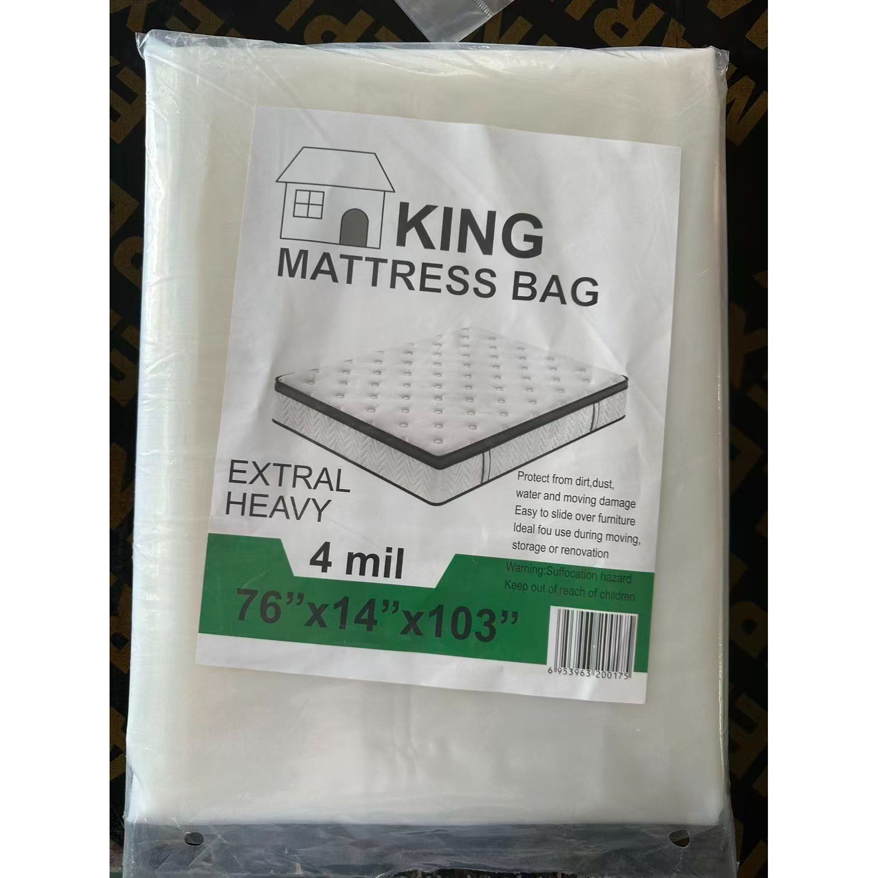 TEMU 4mil King Size Mattress Bag Extremely Heavy Duty Used For Moving And Storage Water Proof Multi Times Use For Size Mattress -put Design