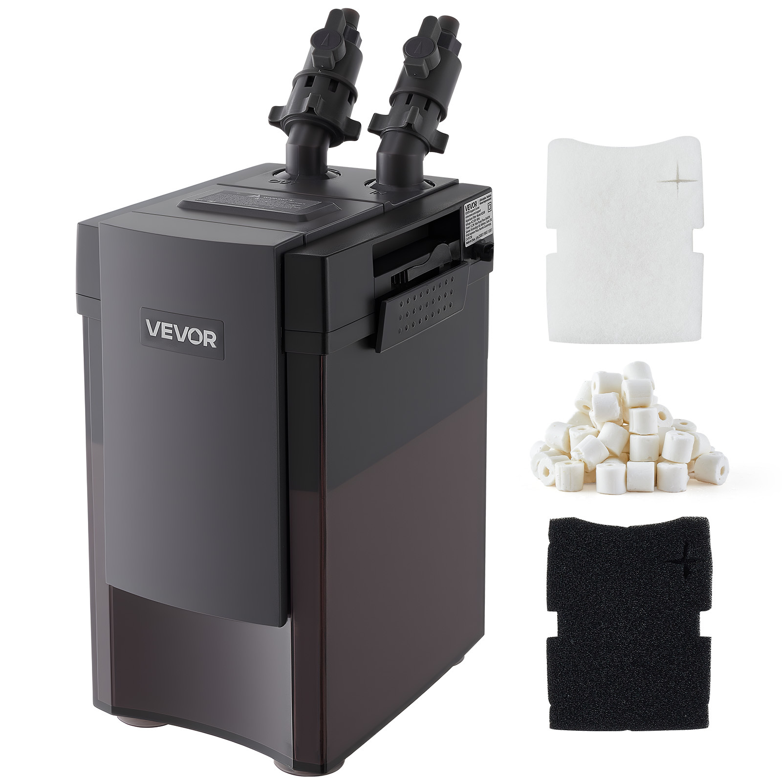 Vevor 396gph Canister Filter, 4-stage External Aquarium Filter With Powerful Pump, Water Circulation Cleaning Machine With Media For Large Fish Tanks And Aquariums Up To 125 Gallons, For Freshwater