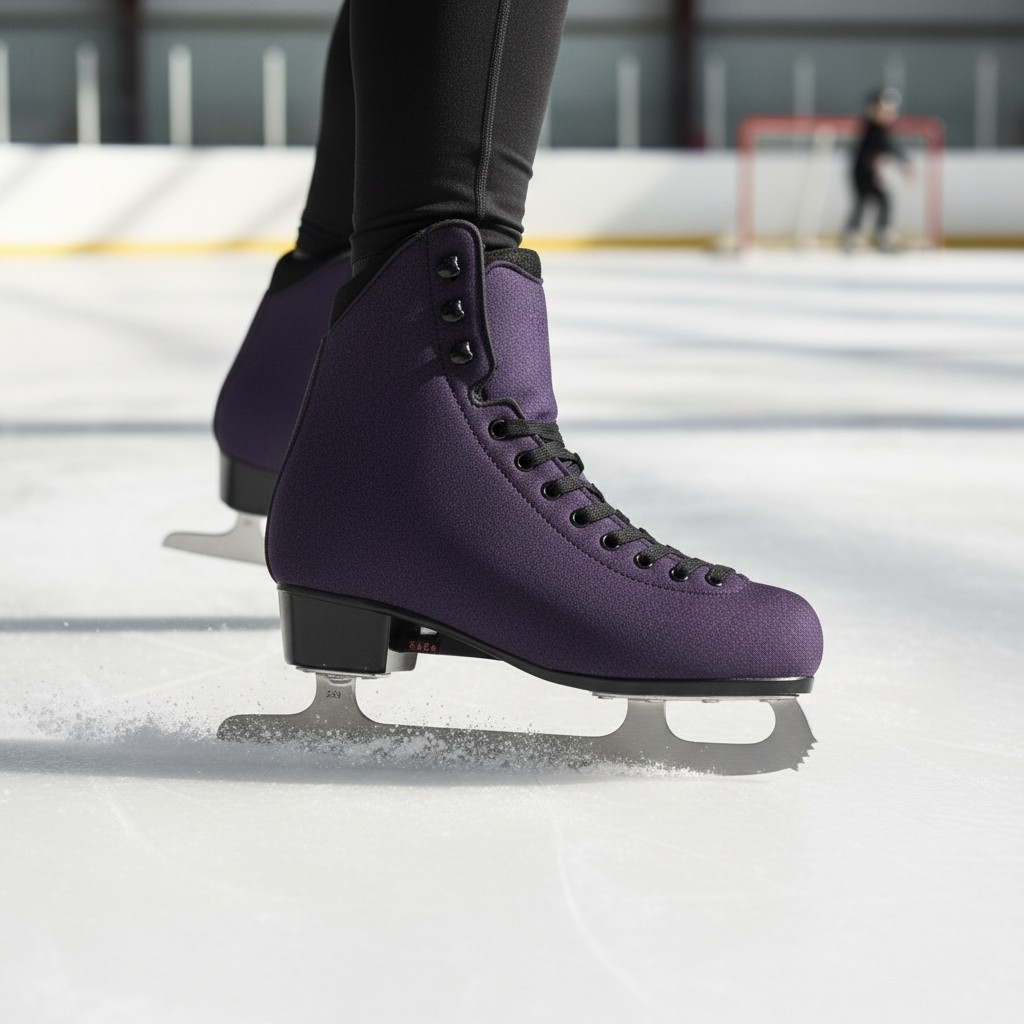 women adjustable sizes ice skates   stability beginner control purple suede
