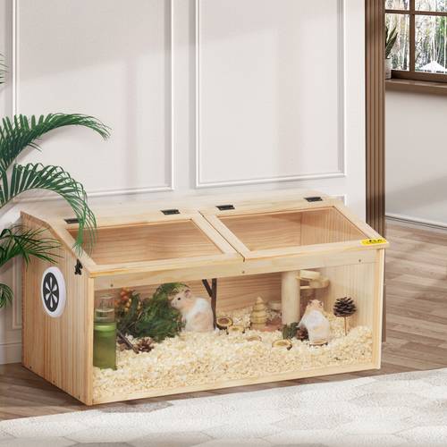 wooden hamster cage large hamster enclosure with acrylic window openable l x 16 w x 16 h small animal cage for guinea pig chinchilla gerbil