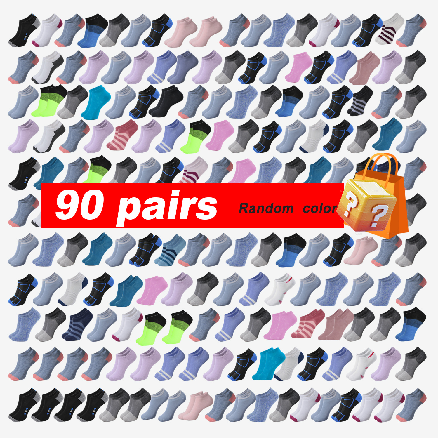 TEMU 90 Pairs Colorful Athletic No Show Socks Bulk Assorted Random Colors Pack, Men Women Unisex Low Cut Breathable Lightweight Cushion Casual Socks