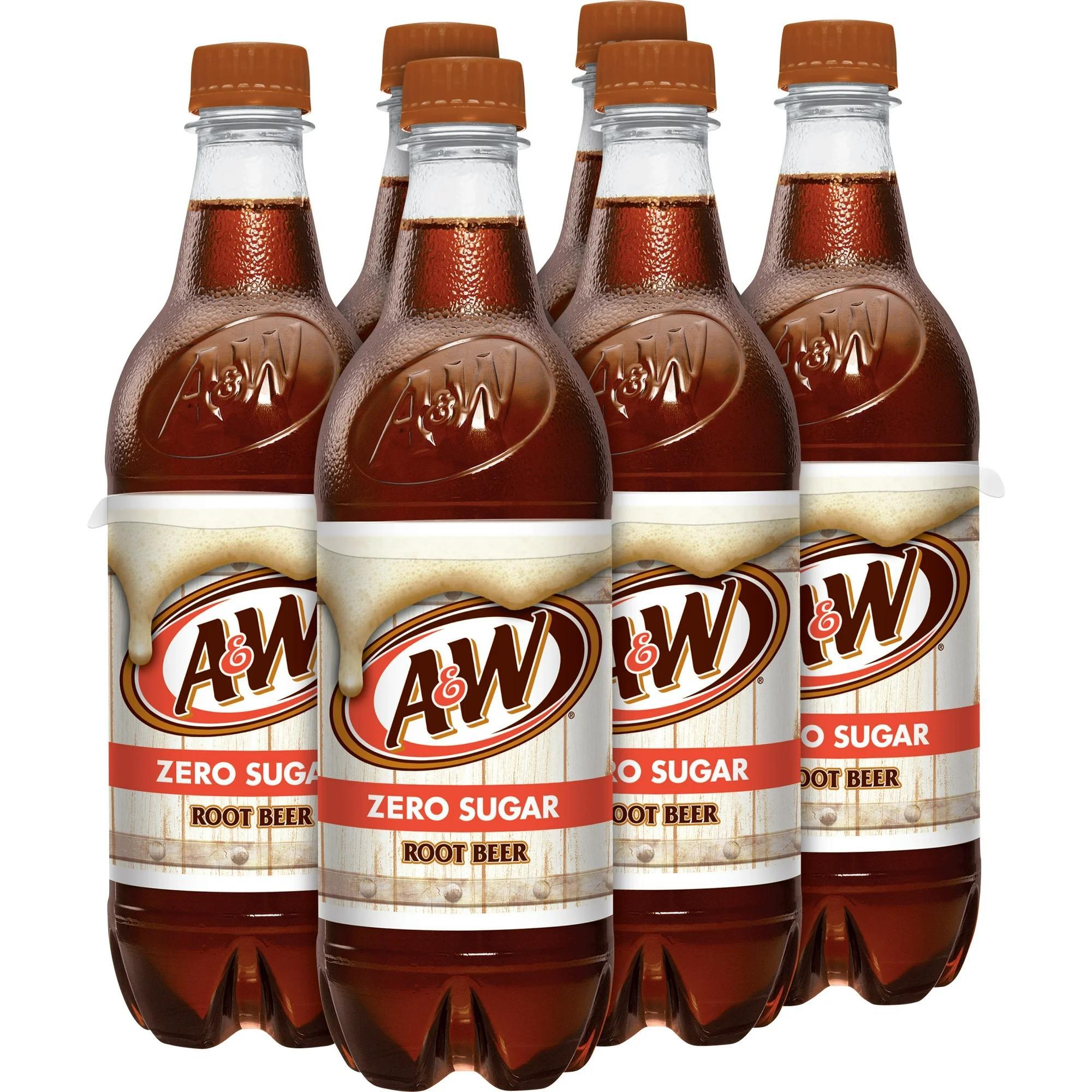 изображение предмета A&W Безалкогольный напиток Root Beer без  ,   жидких унций, упаковка из 6 бутылок