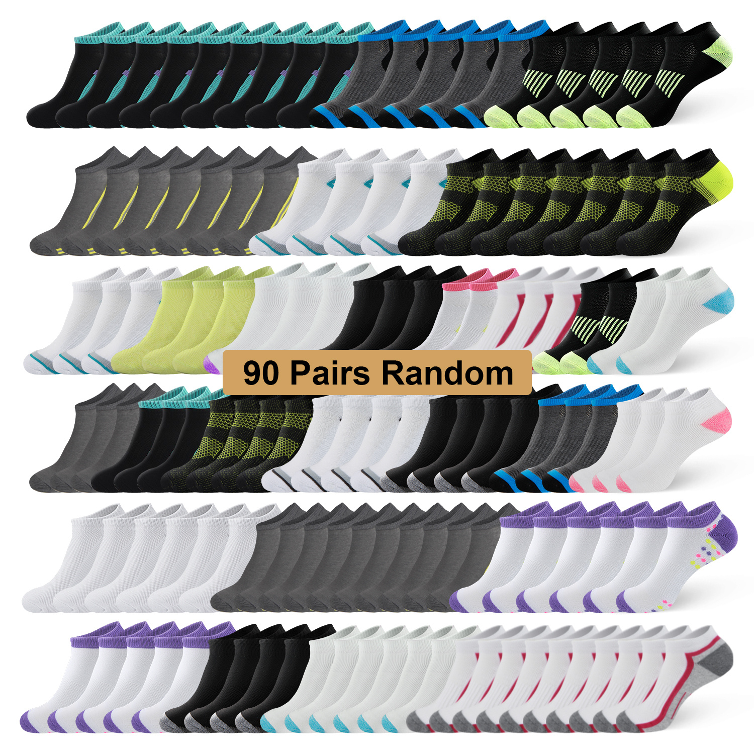 TEMU 90 Pairs Ankle Socks Low Cut No Show Socks Bulk, Athletic Moisture Wicking Cushioned Breathable Liners For Men Women Teen Girls, Casual Running