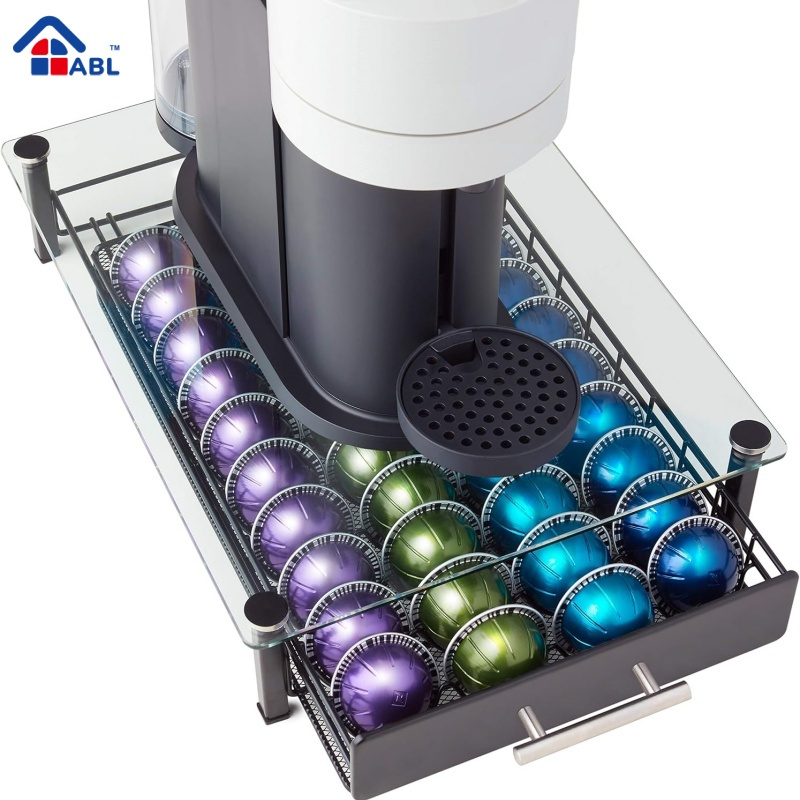TEMU Home Appliances Coffee Machine Glass Display Rack Rack With Drawer Suitable For Nespresso Vertuocoffee Machine excluding Capsules TEMU Home Appliances Coffee Machine Glass Display Rack Rack With Drawer Suitable For Nespresso Vertuocoffee Machine excluding Capsules