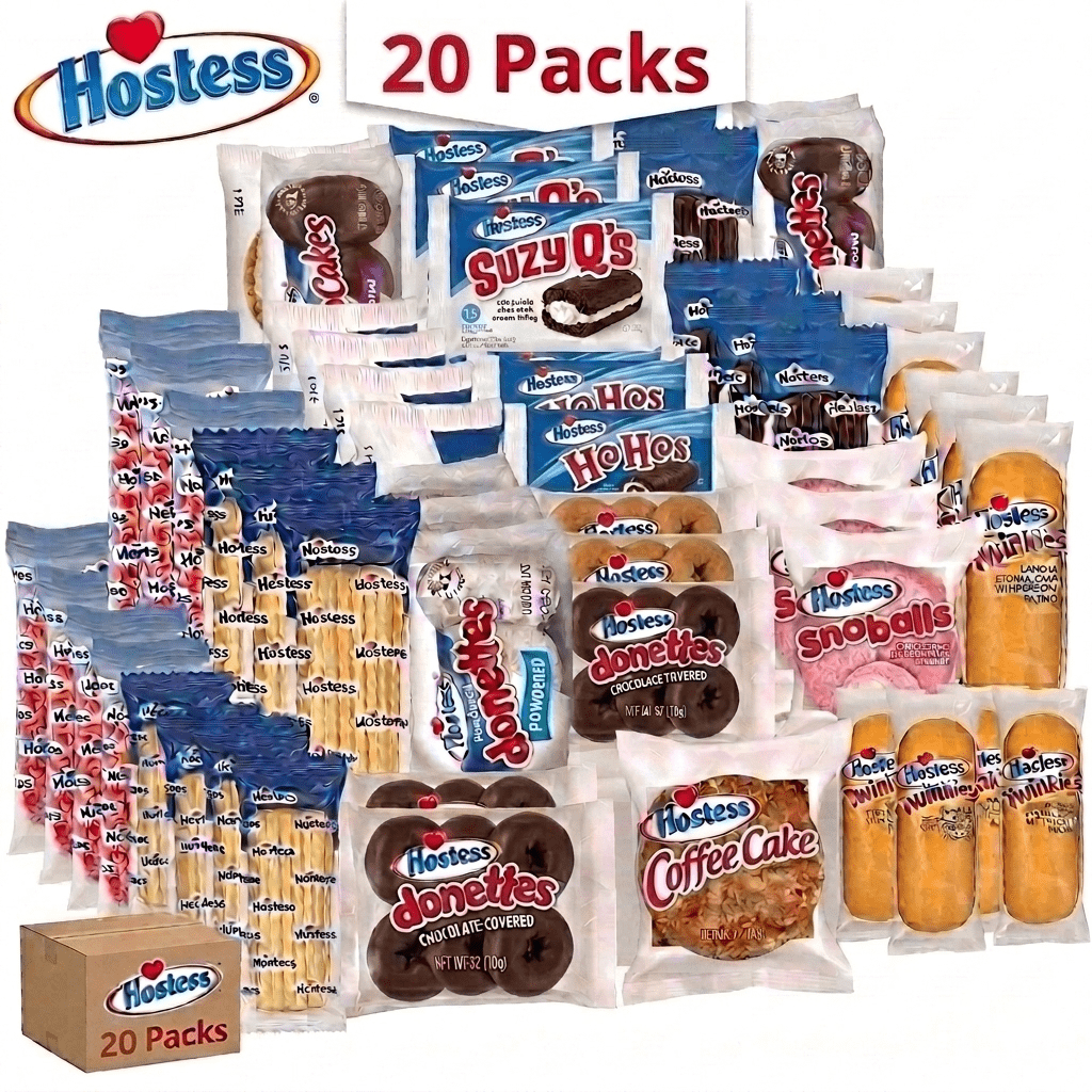 hostess 20 count   snack box individually wrapped mini cake assortment   office breakrooms   and on the go treats