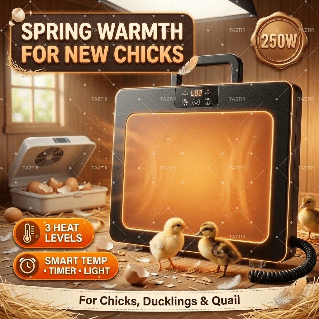 TEMU Chick Quail Brooder Heater, 250w Heating Panel With 3 Heat Levels And 6h/8h/10h/12h Timer, Lamp Alternative For Coop, Brooder, And Small Animal