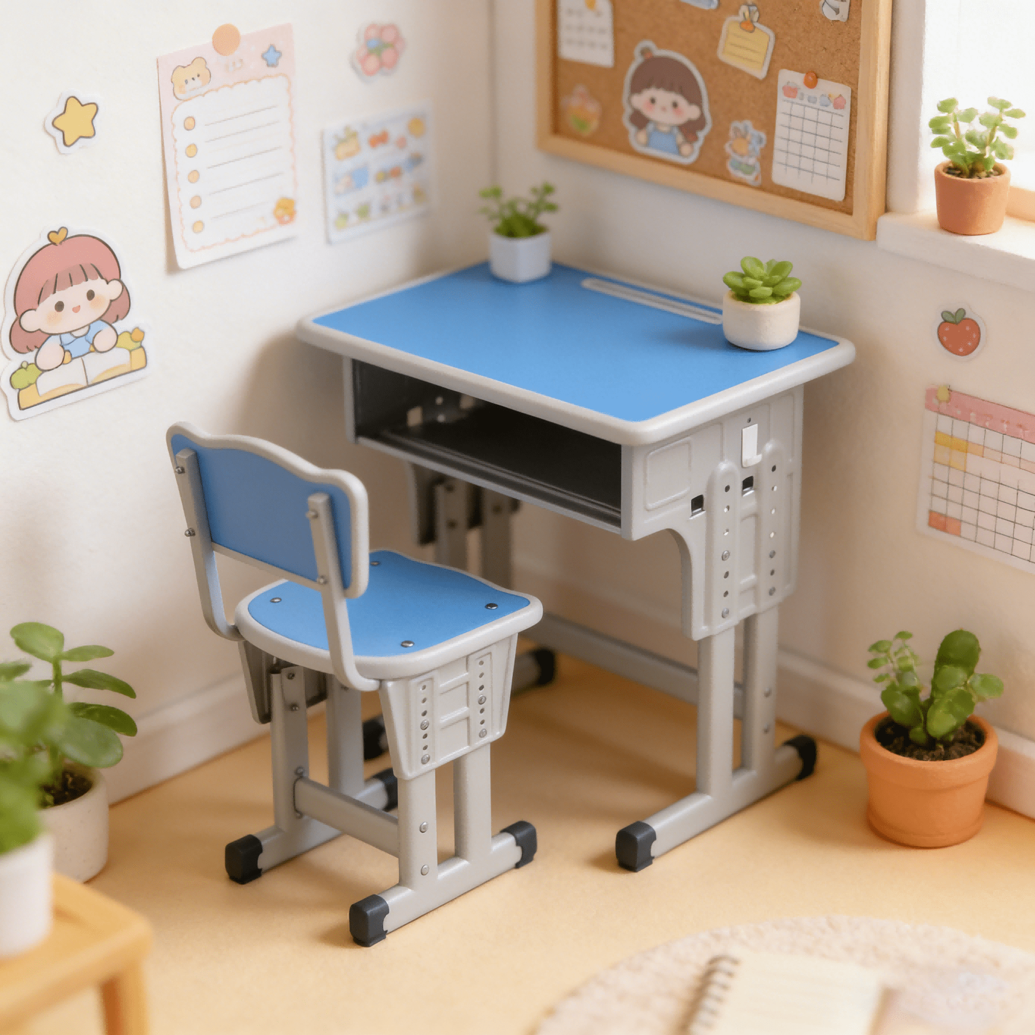 1 set classic adjustable height   desk and chair ergonomic metal study table with utility drawer floor mounted school furniture for   aged 3   ideal christmas gift