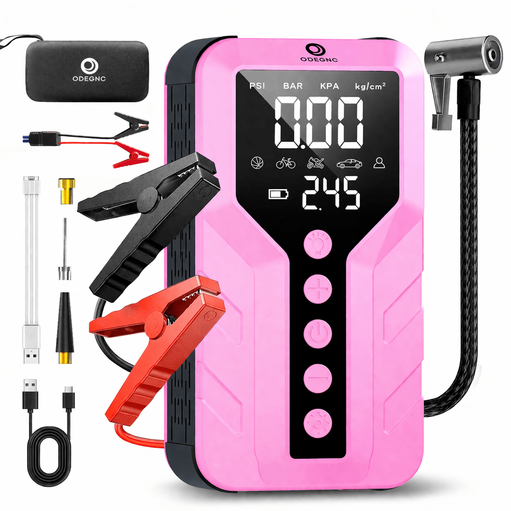 TEMU Odegnc 6000a Jump Starter With Air Compressor, 5in 1 Function Jump Box 150psi Pack With Digital Tire Inflator, Car Battery Charger Portable For