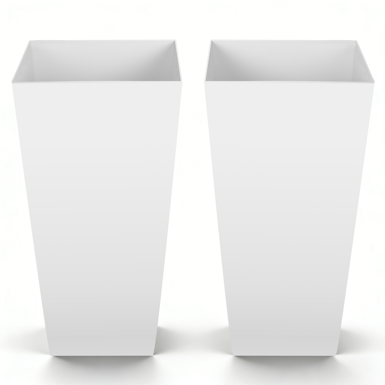   tall planters set of 2 26 inch large outdoor taper planters for outdoor indoor plants front porch plastic   pots with casters inner pot drainage holes for patio garden white