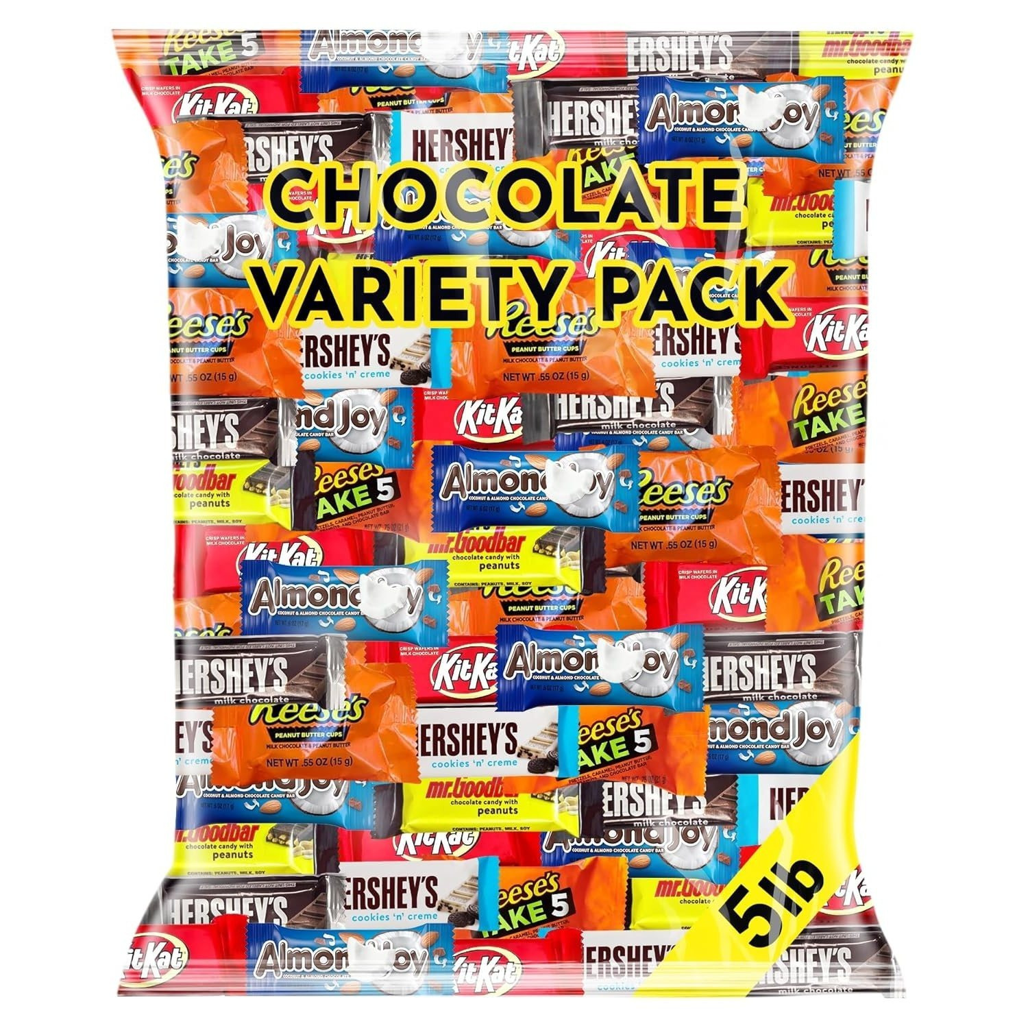 Chocolate Candy Variety Pack 5 lb Bulk Assorted Individually Wrapped Mini Candy Bars for Parties and Office