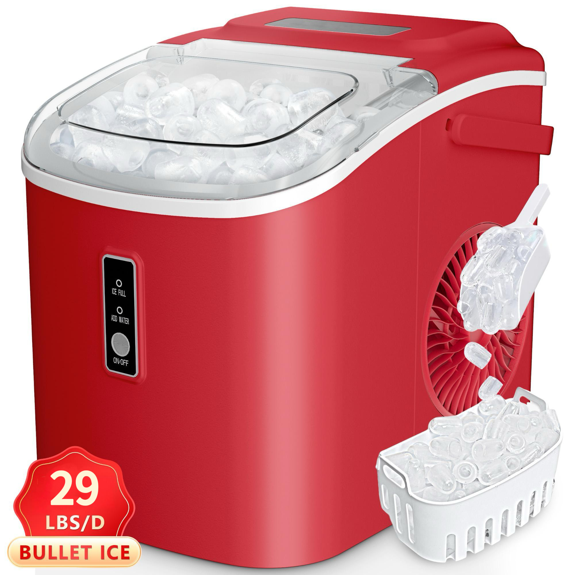 portable ice maker countertop 8 cubes ready in 6   2 ice size options s   29 lbs in 24 hours self cleaning ice maker machine with basket and scoop for home kitchen camping rv