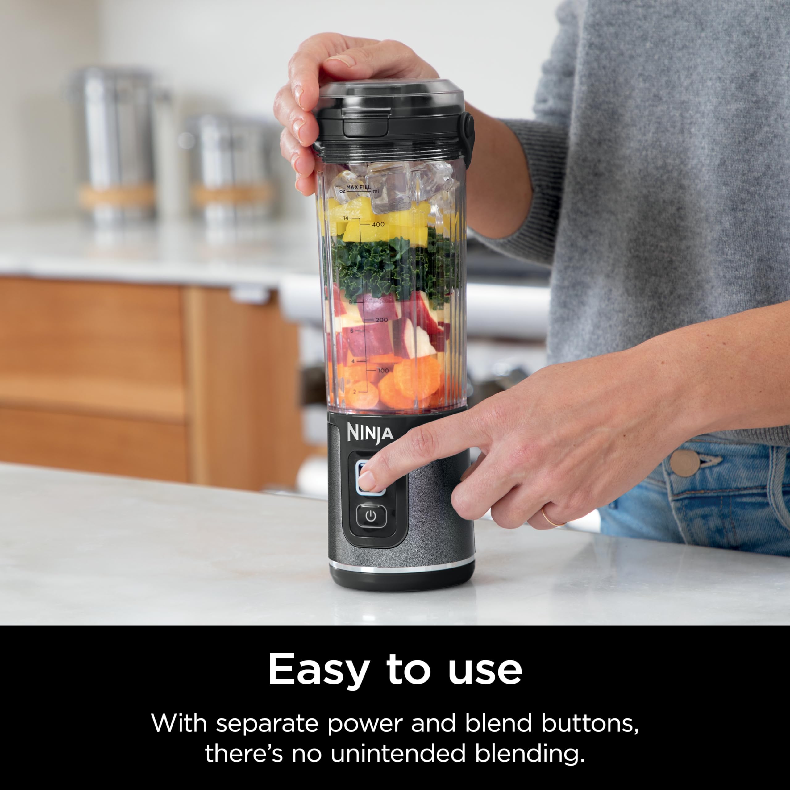Ninja Blast Portable Blender, Cordless, 18oz. Vessel, Personal Blender for Shakes & Smoothies, BPA Free, Leakproof Lid & Sip Spout, USB-C Rechargeable, NAVY/SILVER, BC1555NV (Renewed)