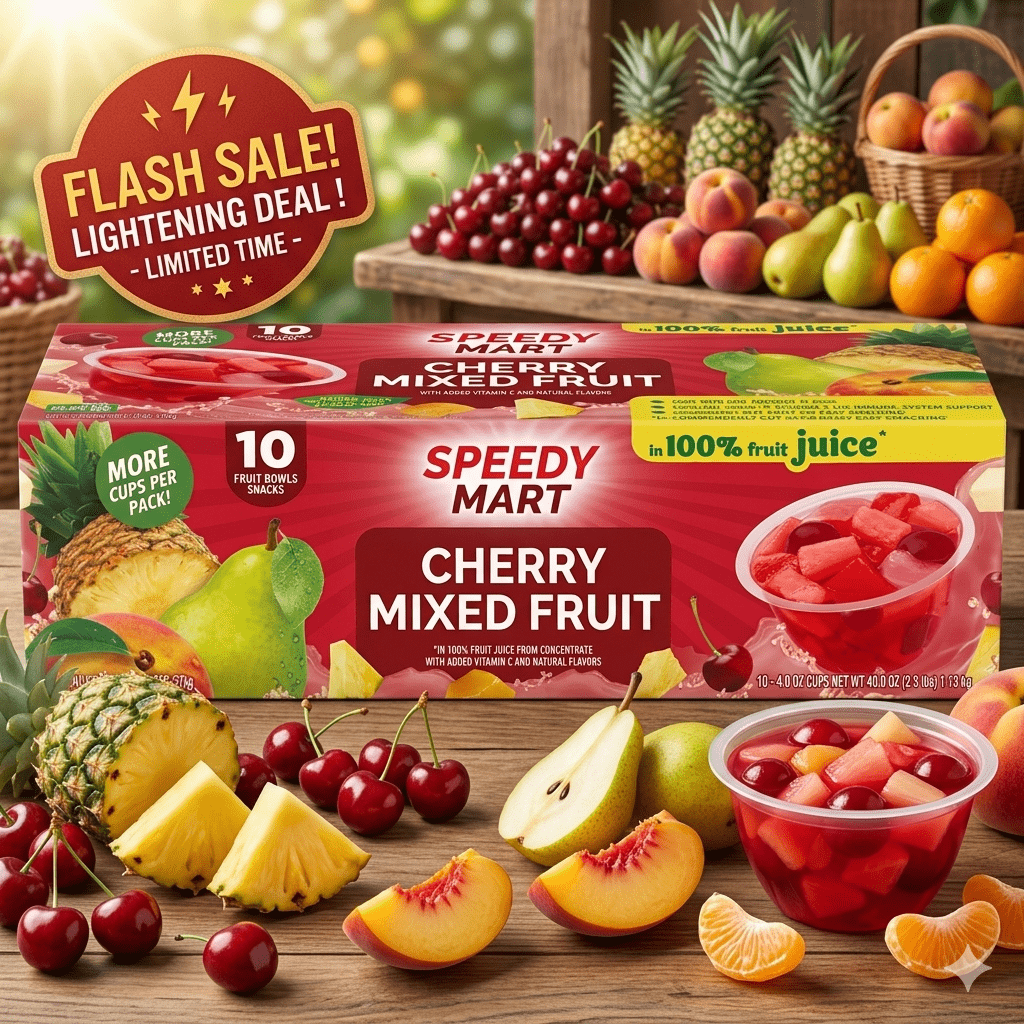 TEMU Cherry Mixed Fruit In 100% Juice, 4 Oz Individual Cups, 10-count Multipack, Ready-to-serve Fruit Snack Cups, Cherry And Mixed Fruit Pieces In