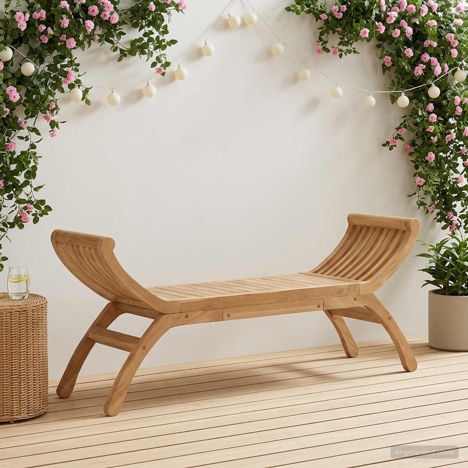 vidaXL Garden Bench Natural Solid Teak Wood Seating Outdoor Modern Patio Style