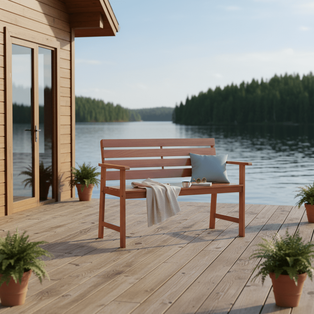 COSTWAY Outdoor Hardwood Loveseat Bench, 2 Persons Wood Patio Chair with Slatted Seat & Angled Backrest, Ergonomic Garden Bench for Porch, Backyard, Balcony