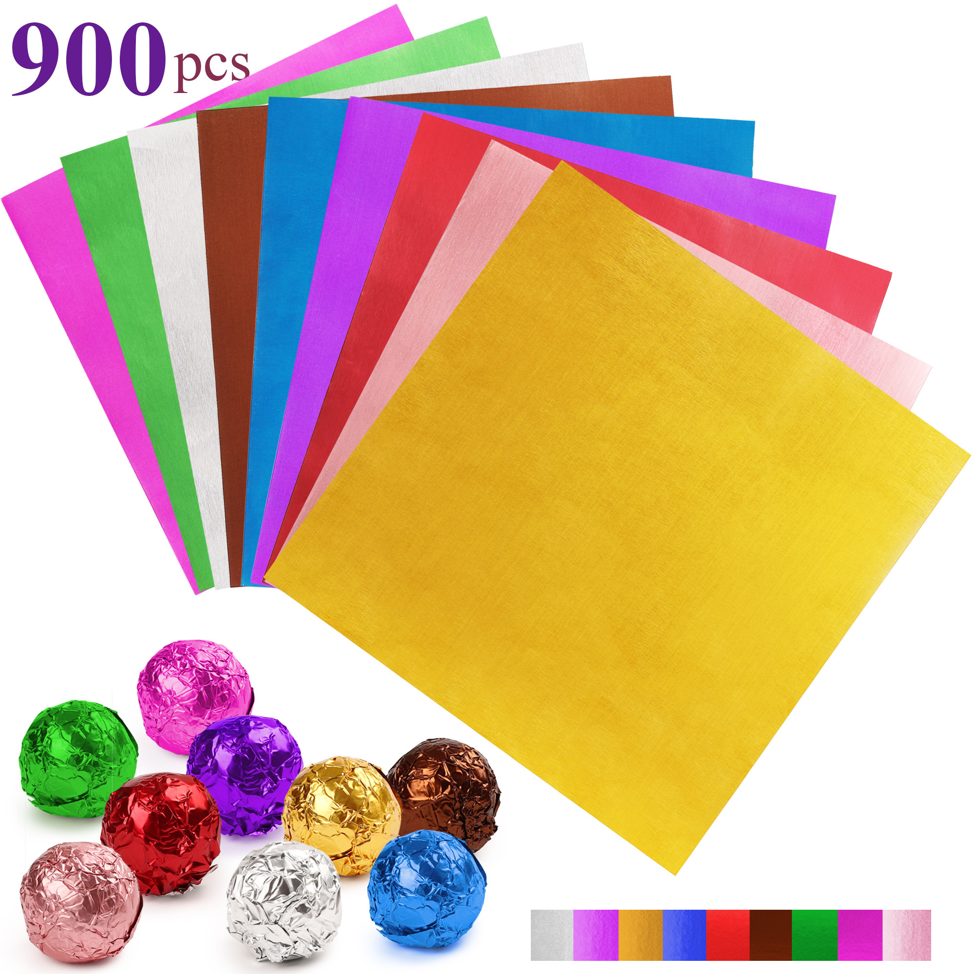 TEMU 900pcs 4 X 4 Inch 9 Colors Square Chocolate Bar Wrappers, Candy Bars Aluminium Foil Wrappers Packaging For Homemade Caramel And Diy Candies