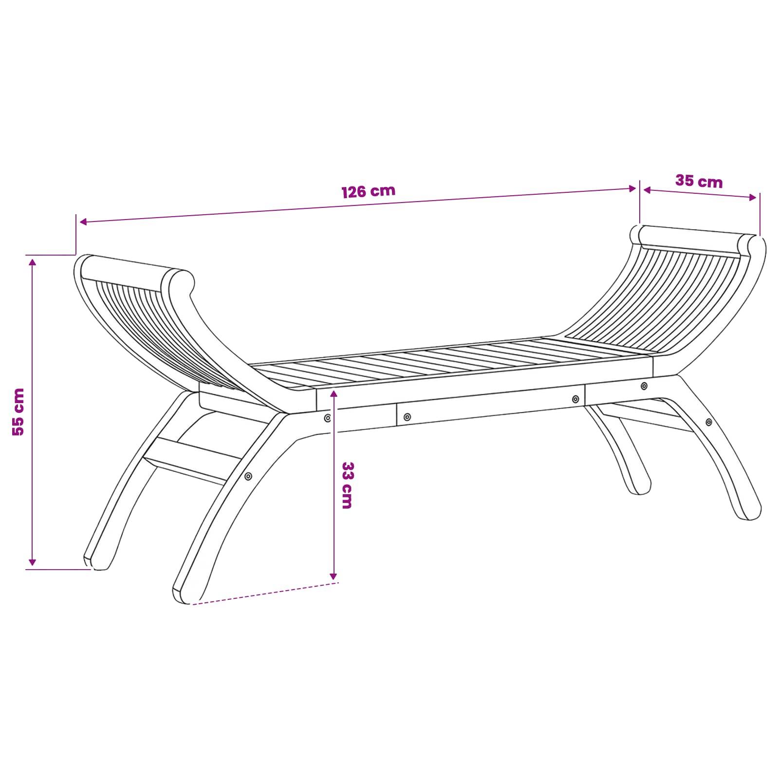 vidaXL Garden Bench Natural Solid Teak Wood Seating Outdoor Modern Patio Style