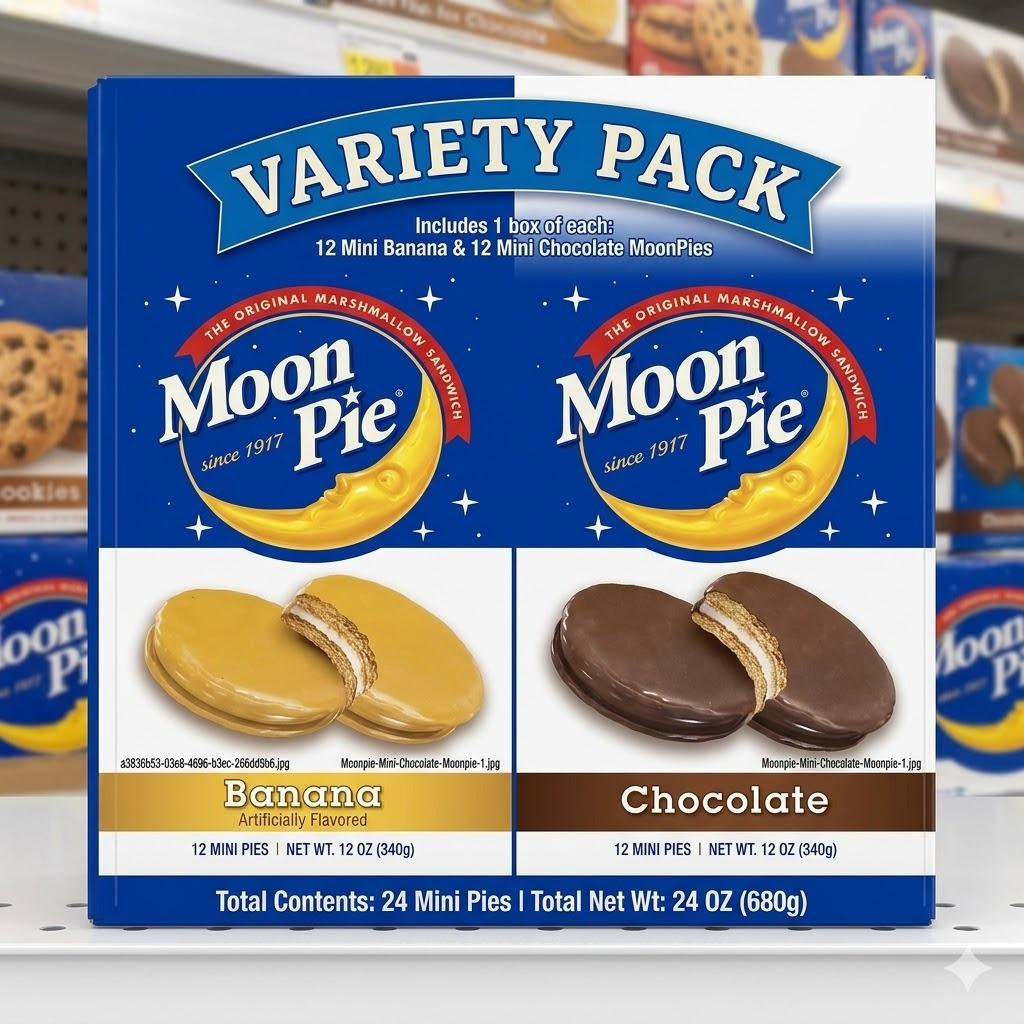 TEMU Variety Pack Of Moonpie, Mini Chocolate & Mini Banana Marshmallow Sandwiches, 24 Oz, 24 Count