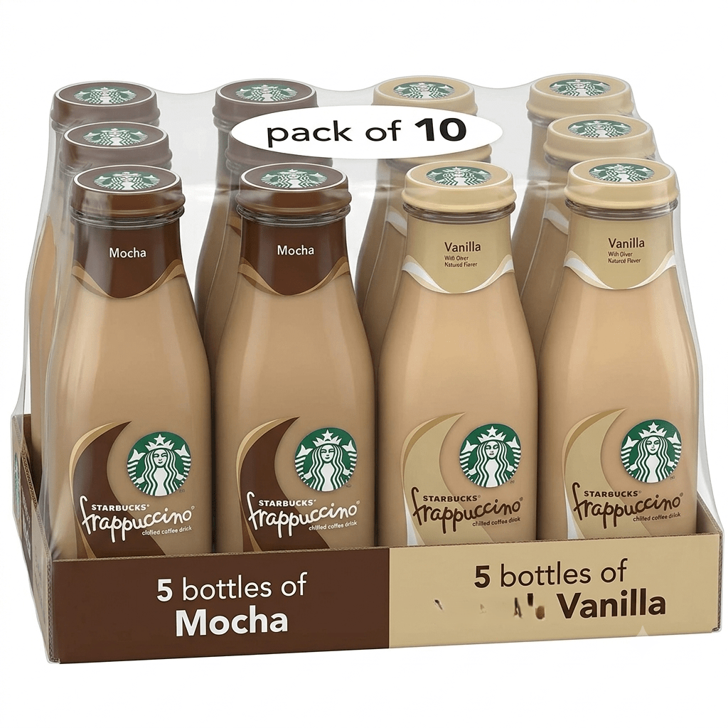 TEMU Frappuccino Coffee Drink Variety Pack – Vanilla & Mocha, 9.5 Fl Oz Bottles, Pack Of 10 (5 Vanilla + 5 Mocha), Ready-to-drink
