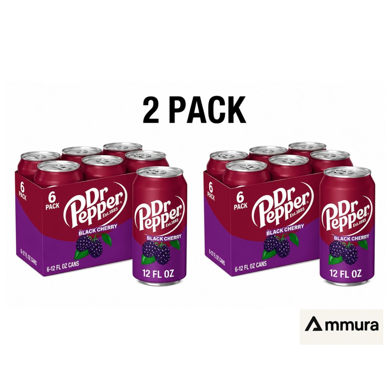 TEMU Dr Pepper Blackberry Soda 12 Fl Oz (6-pack Each, 2 Pack Bundle) – Limited Edition Flavor, Bold & Refreshing Soft Drink, Perfect Beverage Treat &