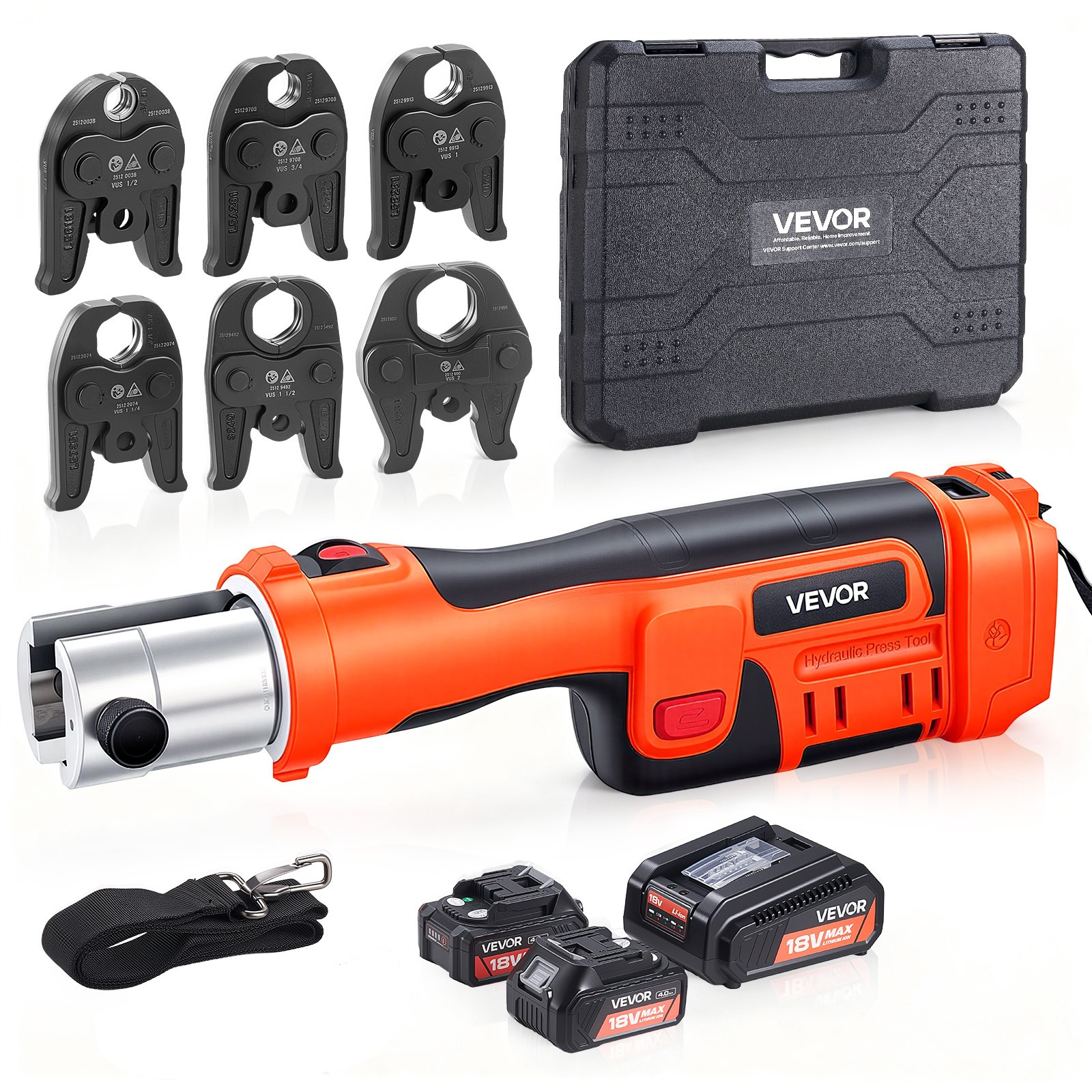 press tool 18v electric crimping tool for 1 2 3 4   4   2 copper pipes 32kn press tool compatible with   with 6 vus   2pcs 4ah batteries charger toolbox Product details 1