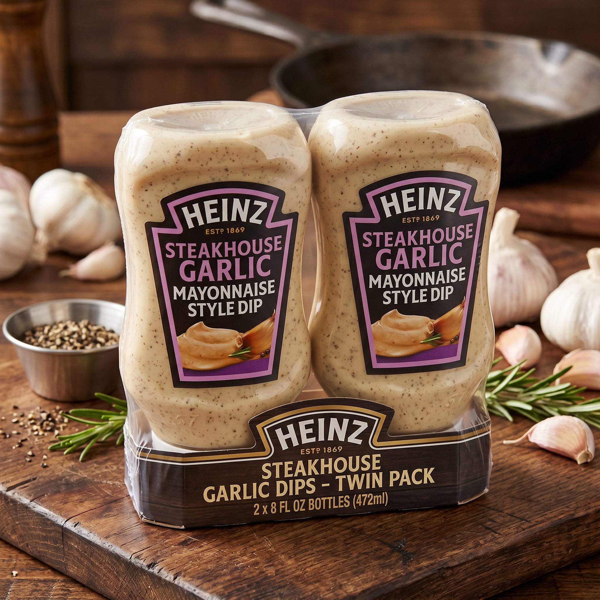 Heinz Steakhouse Garlic Mayonnaise Style Dip (8 fl oz Bottles, 2 Pack)