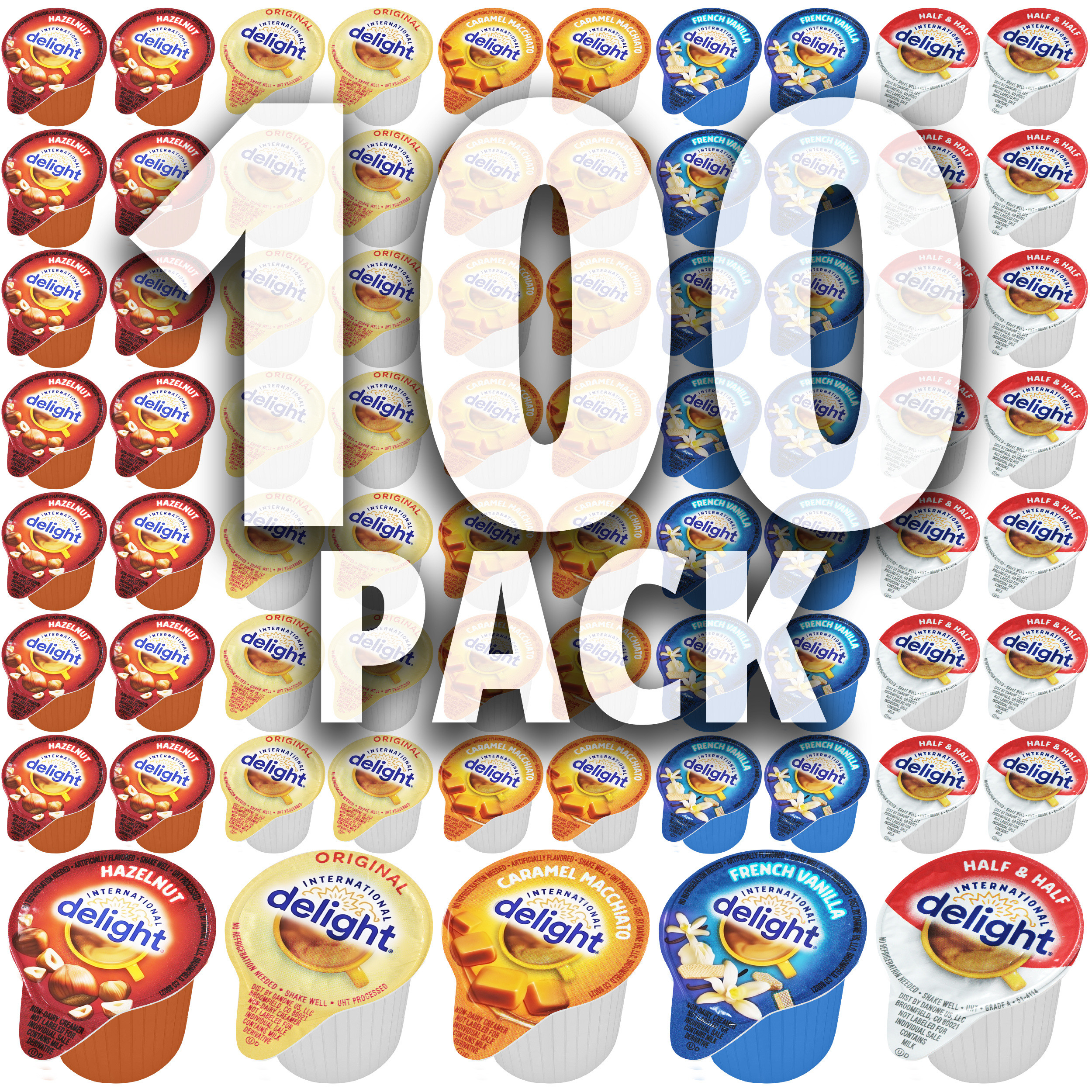 TEMU Coffee Creamer Singles Variety Pack – 100 Count, 5 Flavors Half & Half, Hazelnut, French Vanilla, Caramel, Original – Non-dairy Creamers For