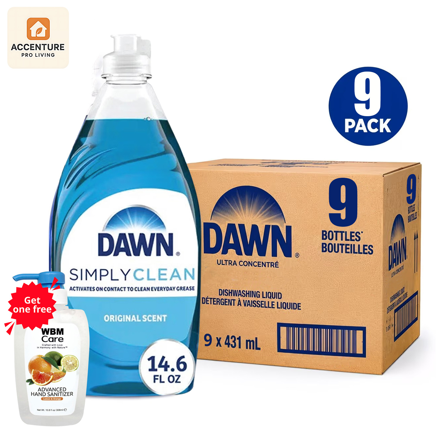 Of 9 Dawn & Gamble Dish Soap, Ultra Original , 14-oz. Each