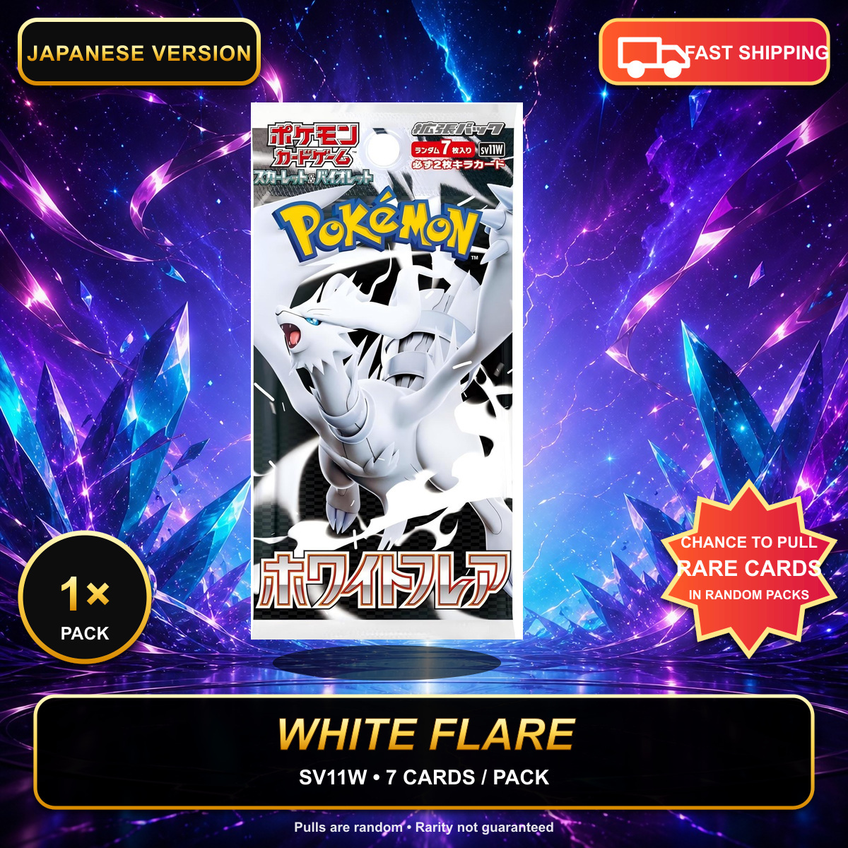 TEMU 1-pack Japanese Version Game White Flare (sv11w) , 7 Cards Per Pack, Random Collectible Trading Cards