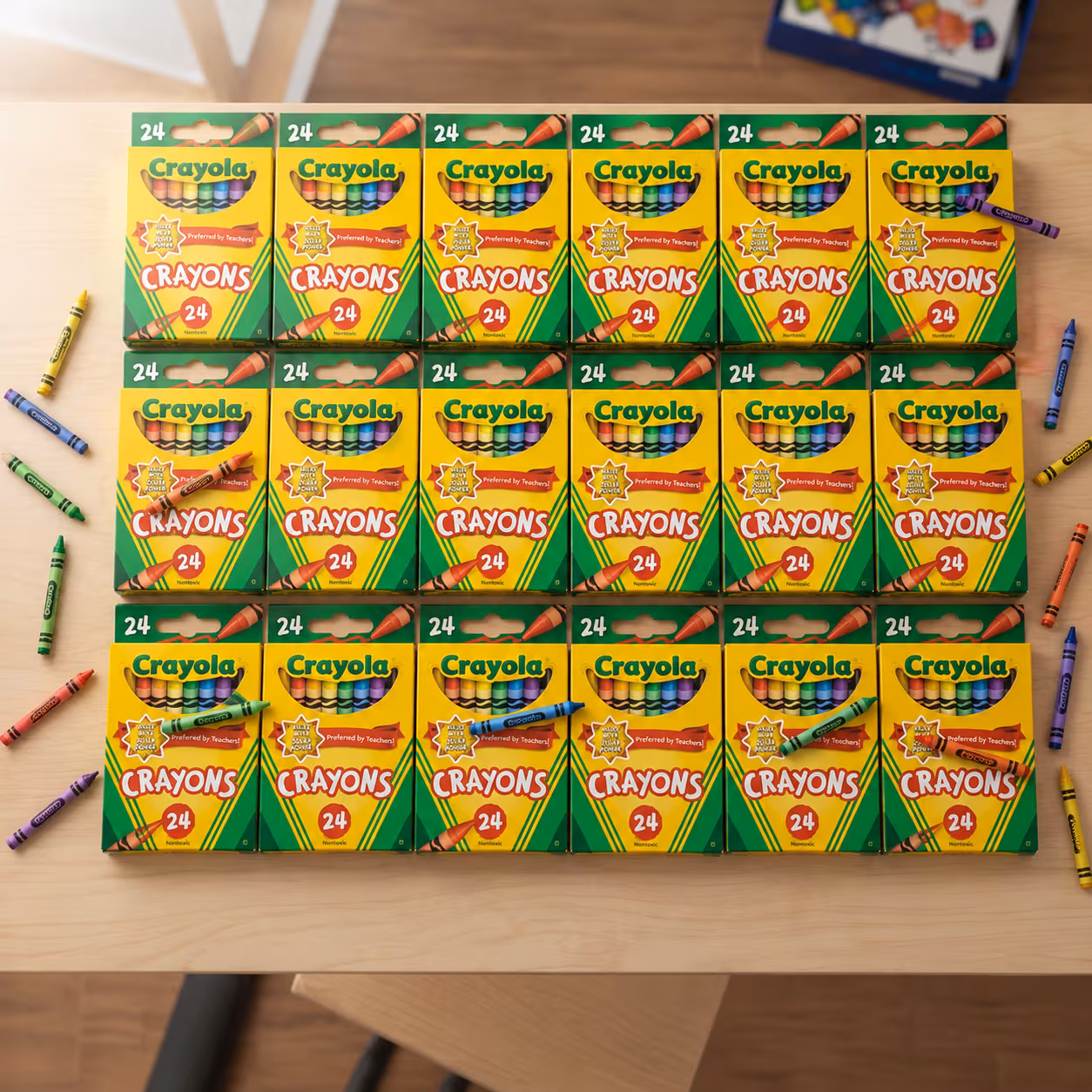 pack of 18 crayon boxes 24 colors each box bulk coloring supplies for kids classroom art supplies non toxic crayons for school home crafts Product details 0