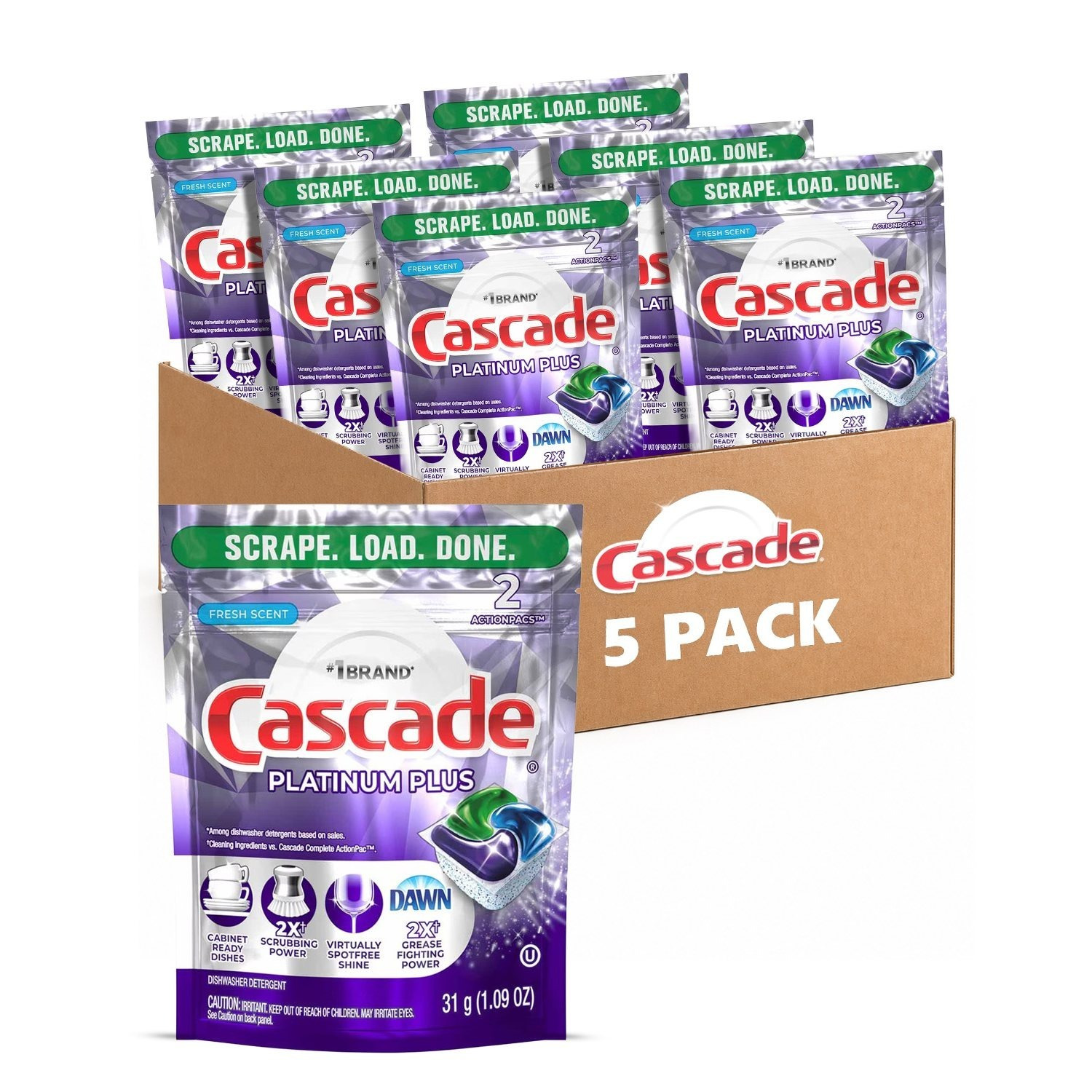 TEMU Cascade Dishwasher Detergent   5 Pack