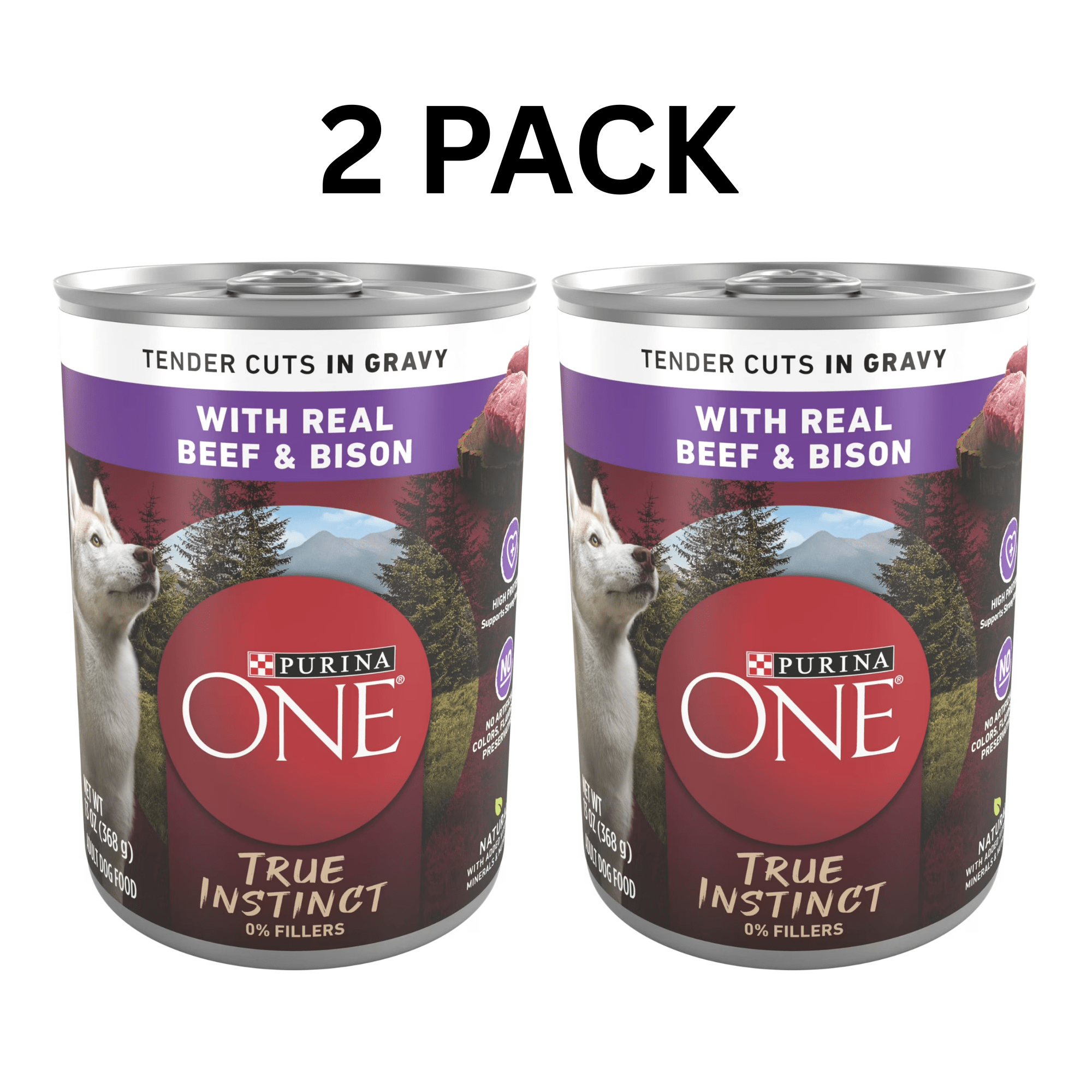Purina ONE High Protein Tender Cuts Dog Food, Beef and Bison Recipe, Pack of 2