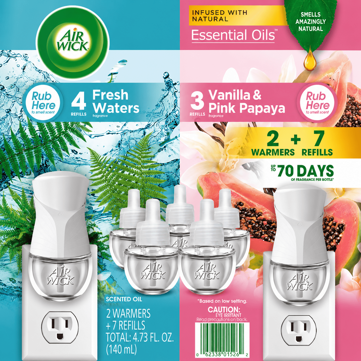 Airwick Plug In Scented Oil Air Freshener Pack 1 Warmer + 6 Refills Total 4.02 Fl. Oz.