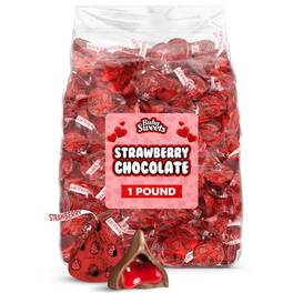 bulk candy with strawberry flavored creme individually wrapped in red foils for baby shower birthdays and gifting