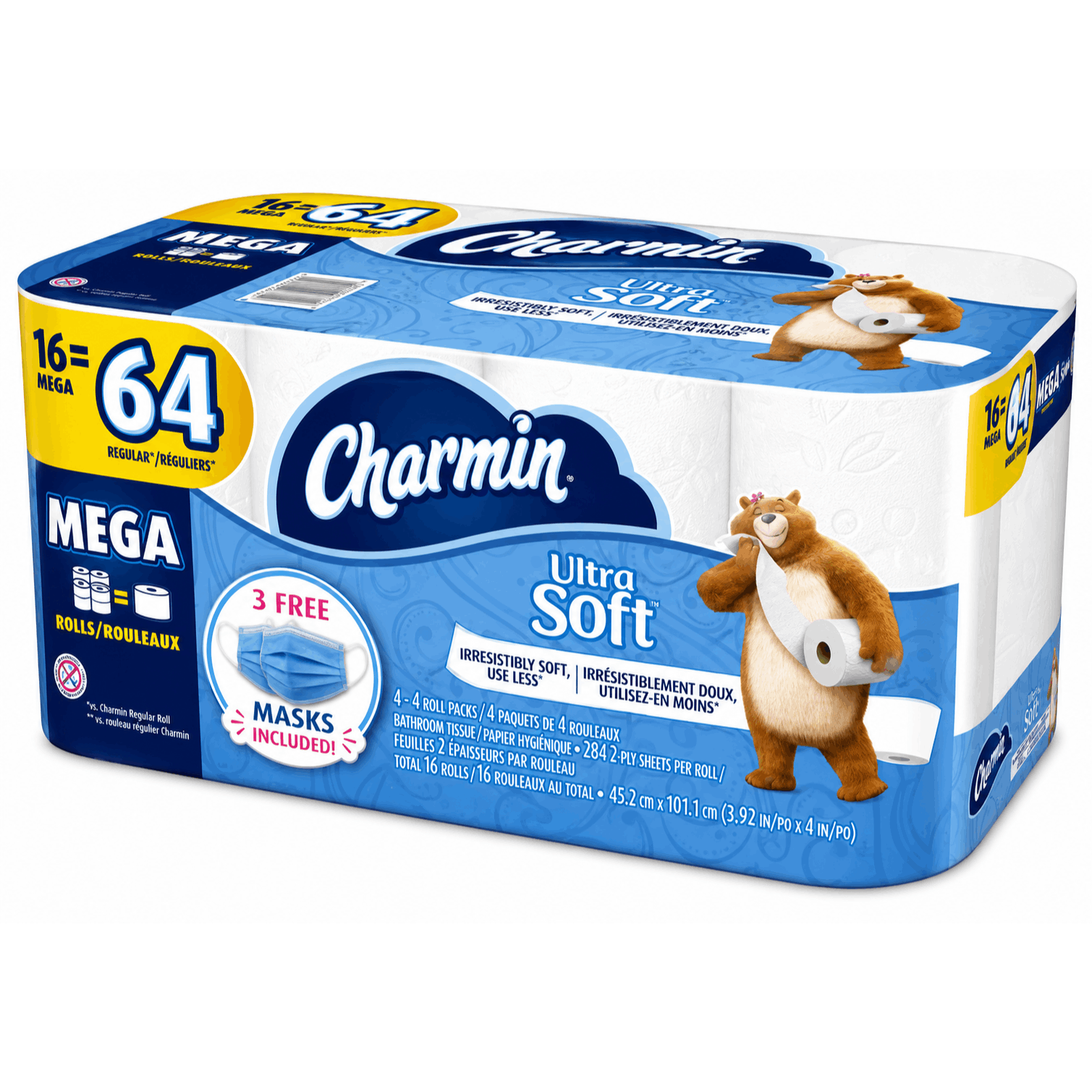 TEMU Toilet Paper, 1 Pack (16 Rolls) And Masks Included (packaging May )