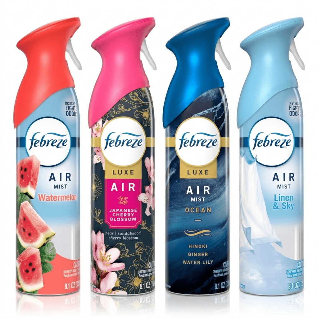 (4 Pack) Air Freshener Sprays Pack, Mixed Scent, Japanese Cherry , Watermelon, Ocean, , 8.1 Oz Each Spray