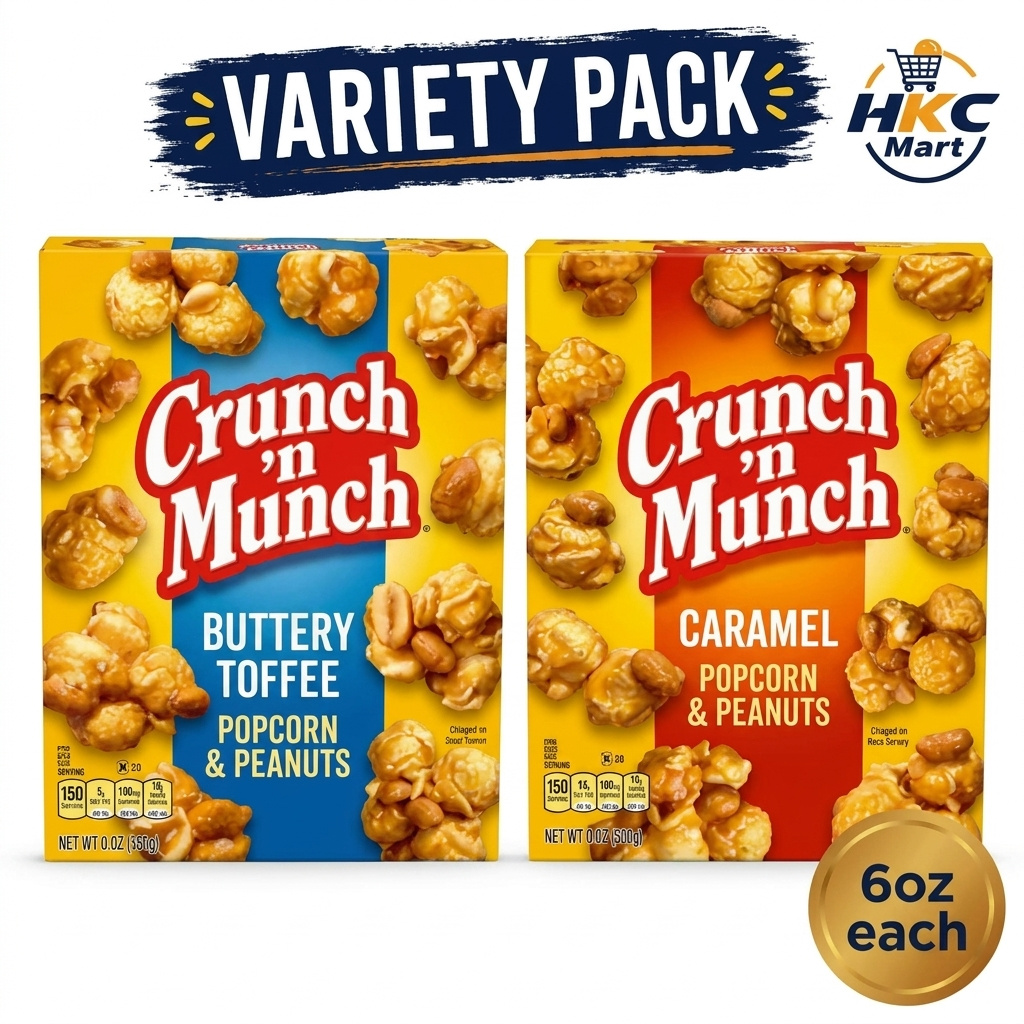 TEMU Crunch 'n Munch Variety Pack – Caramel Popcorn With & Buttery Toffee Popcorn With , 2-pack Bundle (6 Oz Each)