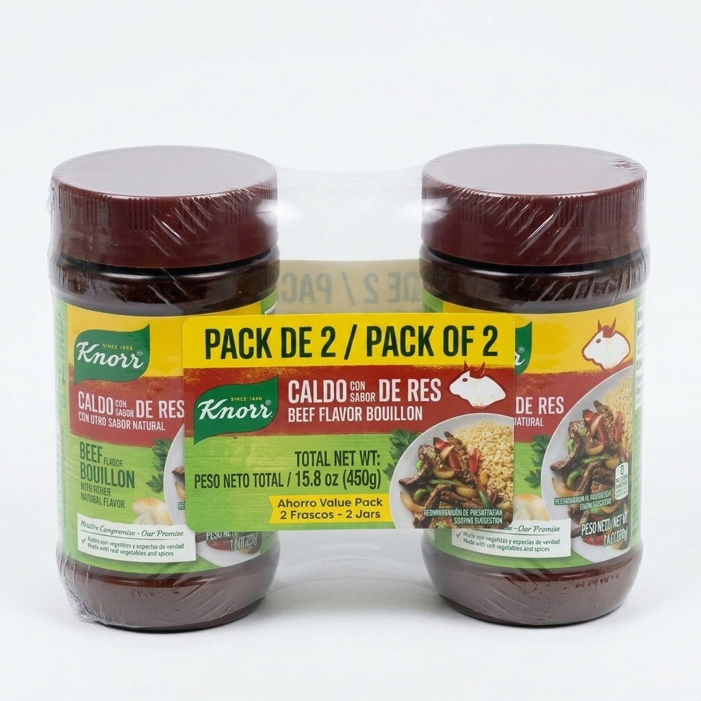 Knorr double Pack Beef Flavor Bouillon Paste, Savory Cooking Base Concentrate, Instant Soup & Recipe Enhancer, Pantry Bulk Jars, 7.9 Oz Each