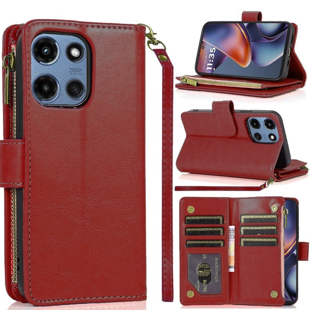 TEMU For Motorola Moto G 5g 2025 Phone Case, Luxury Wallet Card Id Zipper Money Holder Case Cover