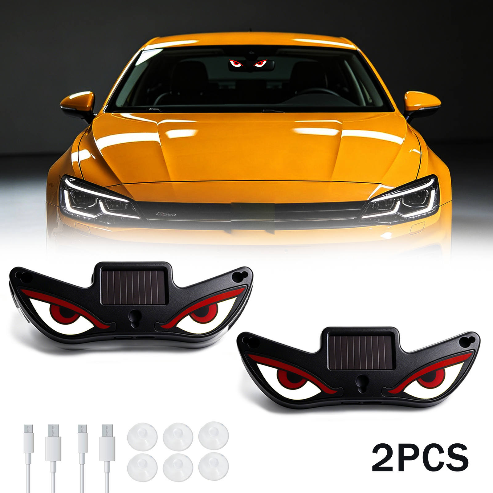 2pcs Solar Powered Light, Led 's With Motion Sensor, 6 , 300mah Battery, Car Interior Accessories For Suvs, Truck, Rvs，jeep, Suction Cup Installation