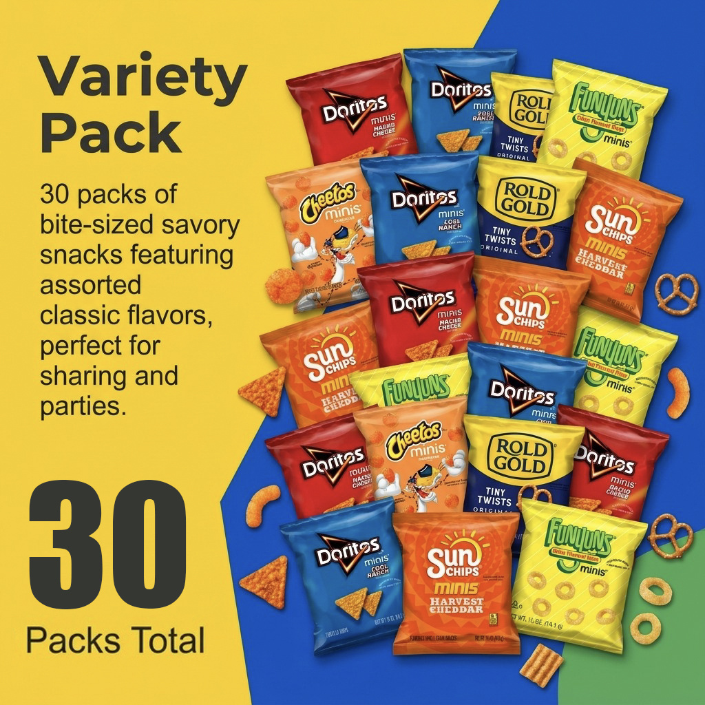 TEMU Frito-lay Summer Mini Chips & Snacks Variety Pack, Individually Wrapped, Perfect For Parties (30 Count, 0.5 Oz Per Bag)