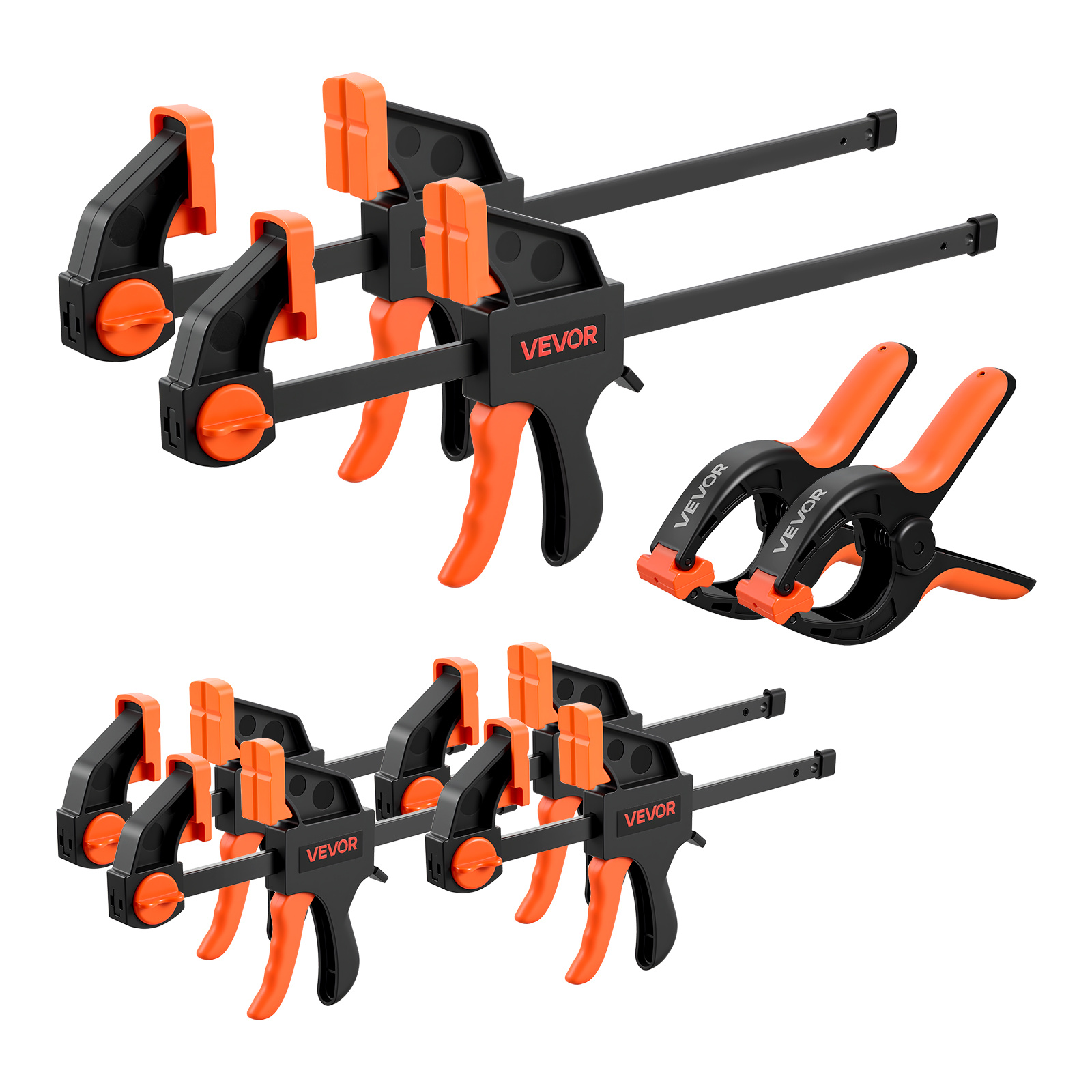 TEMU Vevor Bar Clamps For Woodworking, 8-pack, 6" And 12", With Spring Clamps, One-handed Clamp/spreader, 154 Lbs Load Limit, Quick Release,