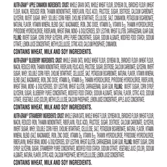 Nutri-Grain Breakfast Bars Variety Pack, Assorted Single-Serve Whole Grain Snacks, Individual Fruit Baked Bars, Perfect for Kids, School Lunches, Travel & On-the-Go