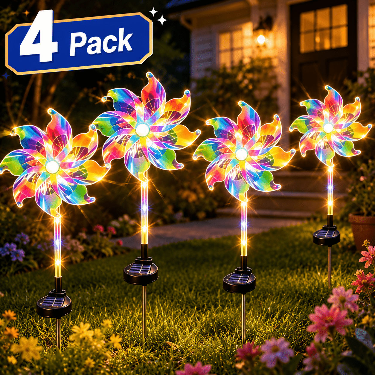 2-Pack Solar Garden Stake Lights – Color Changing LED, Waterproof, Auto On/Off, Outdoor Pathway Decor With Angel Design